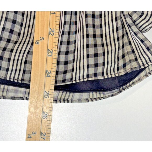 Tularosa Blouse Black And White Checkered Blouse Belted V-Neck Women's Size XL - Picture 8 of 13